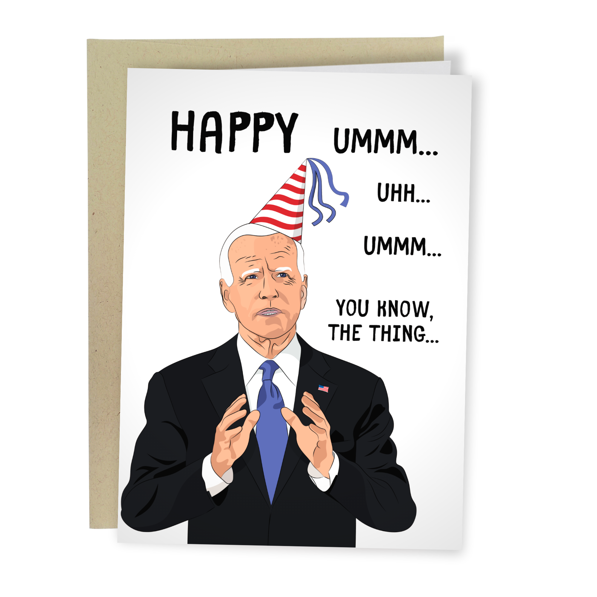 Funny Joe Biden Birthday Card - Smelling Cake Card / Sleazy Greetings